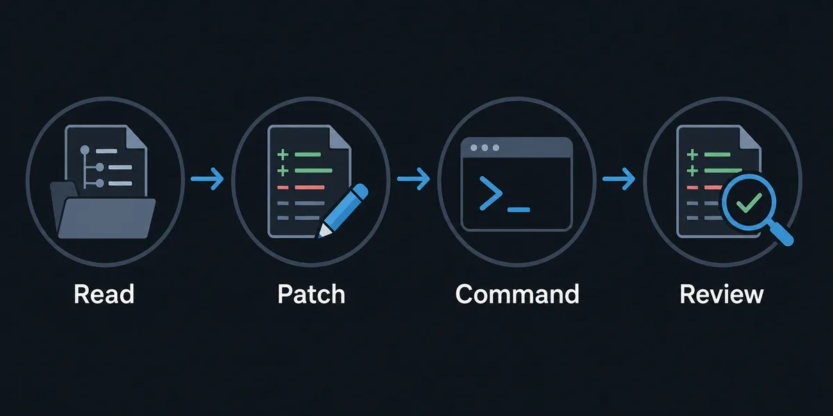 Redaktionelle Grafik mit Code-Editor, lokalem Ollama-Runtime und Odysseus-AI-Workspace-Grenze für einen lokalen Coding-Agent