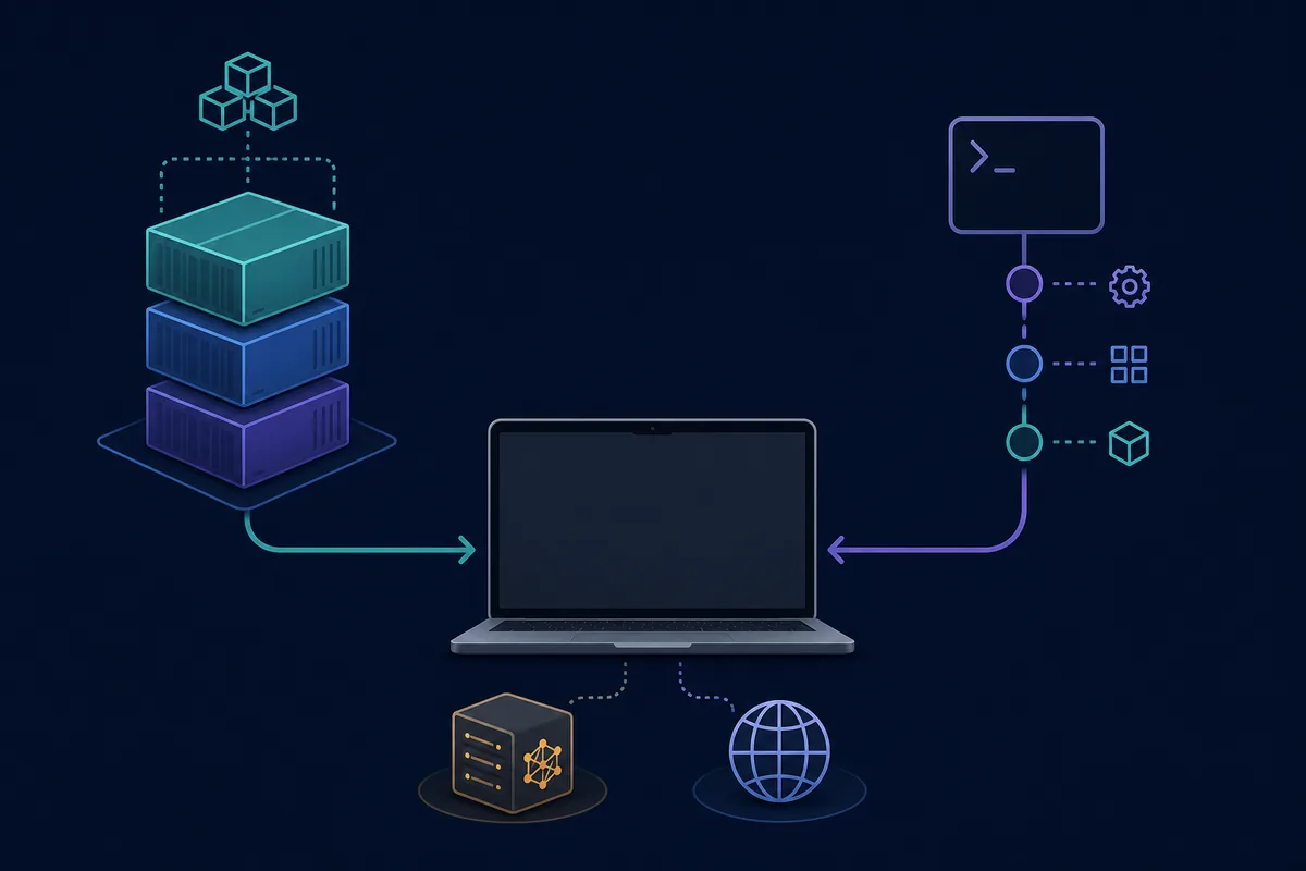 Redaktionelle Illustration der Docker- und nativen Wege zu einem lokalen Odysseus-AI-Arbeitsbereich