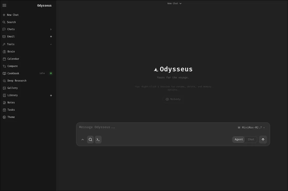 Interfaccia ufficiale Odysseus AI per testare SearXNG
